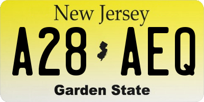 NJ license plate A28AEQ