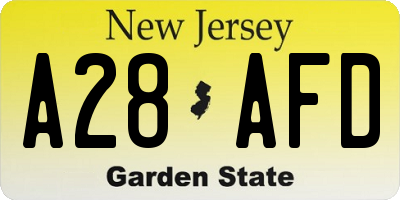 NJ license plate A28AFD