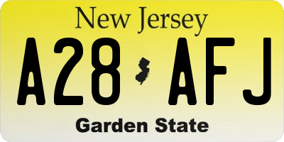 NJ license plate A28AFJ