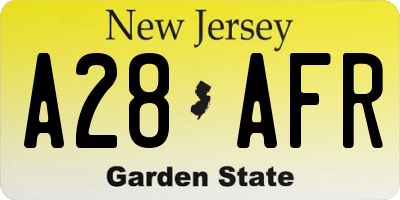 NJ license plate A28AFR
