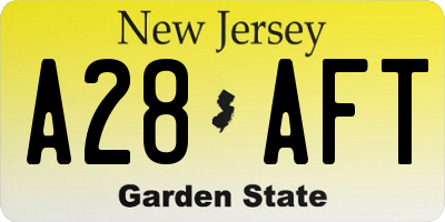 NJ license plate A28AFT