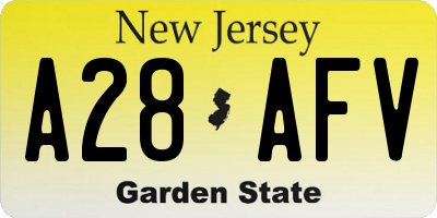 NJ license plate A28AFV