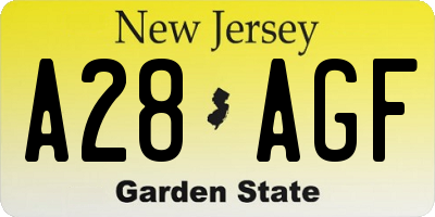 NJ license plate A28AGF