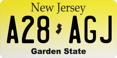 NJ license plate A28AGJ