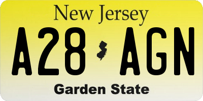 NJ license plate A28AGN