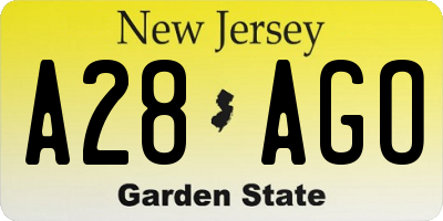 NJ license plate A28AGO
