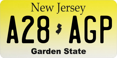 NJ license plate A28AGP
