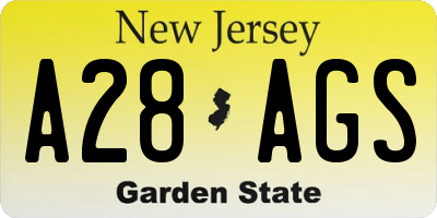 NJ license plate A28AGS
