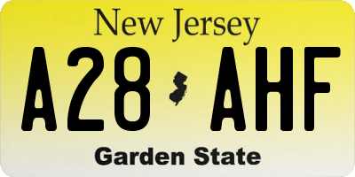 NJ license plate A28AHF