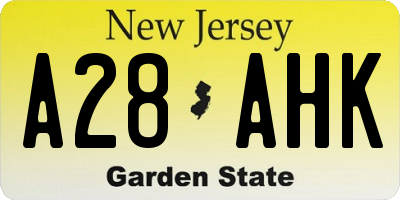 NJ license plate A28AHK