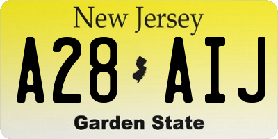 NJ license plate A28AIJ