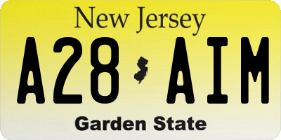 NJ license plate A28AIM