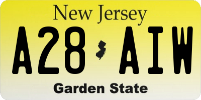 NJ license plate A28AIW