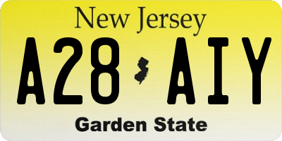 NJ license plate A28AIY