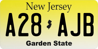 NJ license plate A28AJB