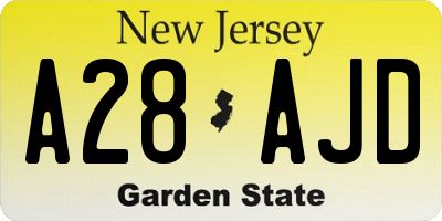 NJ license plate A28AJD