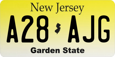 NJ license plate A28AJG