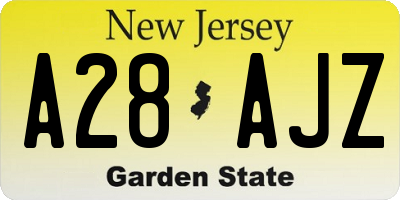 NJ license plate A28AJZ