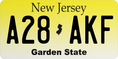 NJ license plate A28AKF