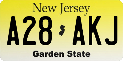 NJ license plate A28AKJ
