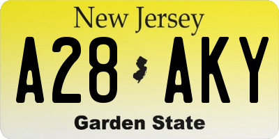 NJ license plate A28AKY