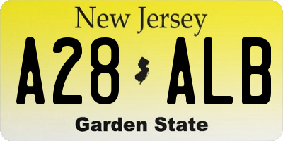 NJ license plate A28ALB
