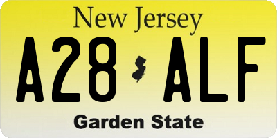 NJ license plate A28ALF
