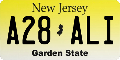 NJ license plate A28ALI