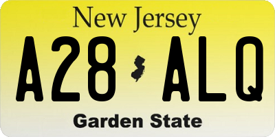 NJ license plate A28ALQ