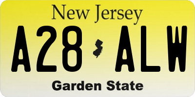 NJ license plate A28ALW