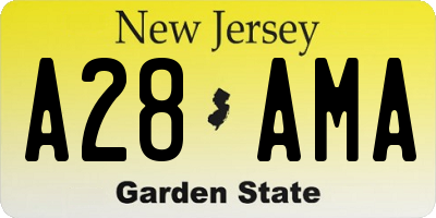 NJ license plate A28AMA