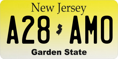 NJ license plate A28AMO