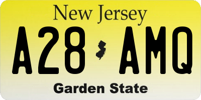 NJ license plate A28AMQ
