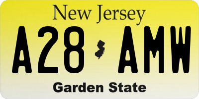 NJ license plate A28AMW