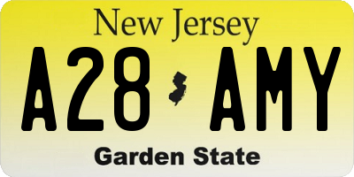 NJ license plate A28AMY