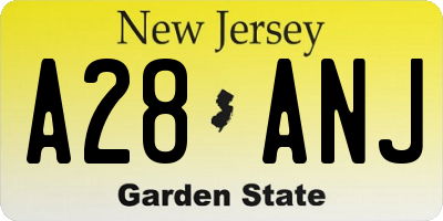 NJ license plate A28ANJ