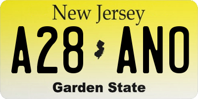 NJ license plate A28ANO