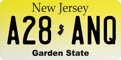 NJ license plate A28ANQ