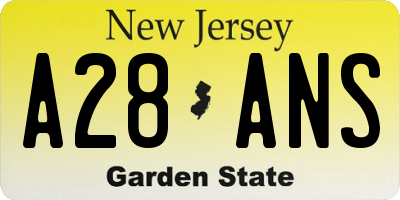 NJ license plate A28ANS