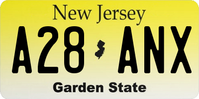 NJ license plate A28ANX