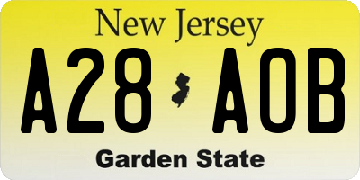 NJ license plate A28AOB