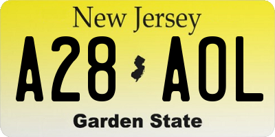 NJ license plate A28AOL