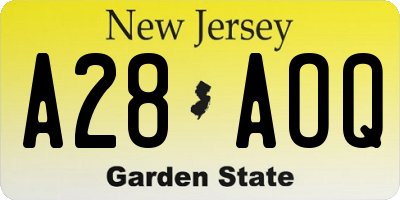 NJ license plate A28AOQ