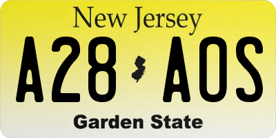 NJ license plate A28AOS