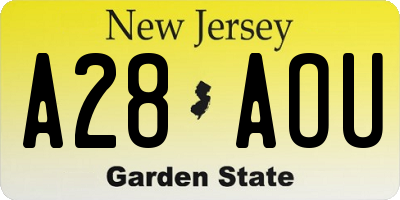 NJ license plate A28AOU