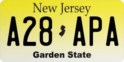 NJ license plate A28APA