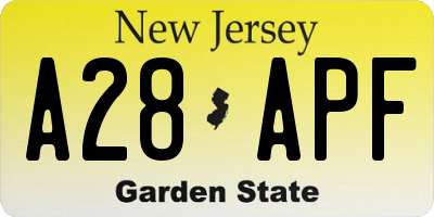 NJ license plate A28APF