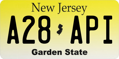NJ license plate A28API