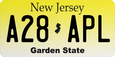 NJ license plate A28APL