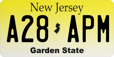 NJ license plate A28APM